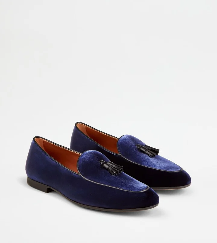 Loafers with Tassels in Velvet - Image 2