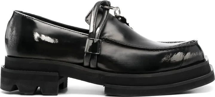 Lock-Detail Calf-Leather Loafers