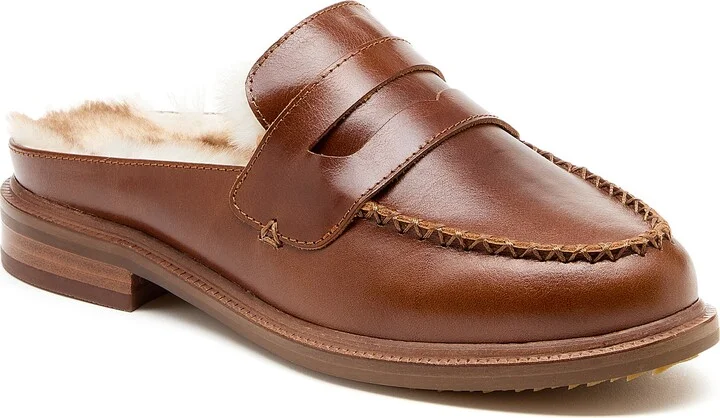 Lock Faux Shearling Lined Mule