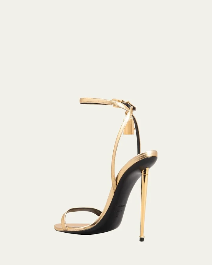 Lock Metallic Stiletto Sandals - Image 4