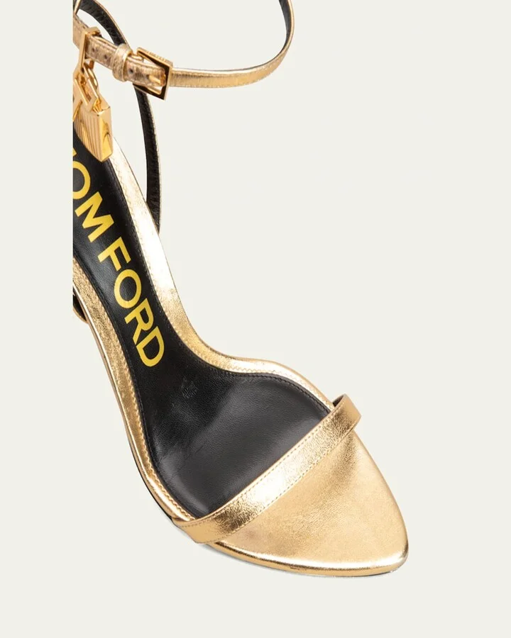 Lock Metallic Stiletto Sandals - Image 5