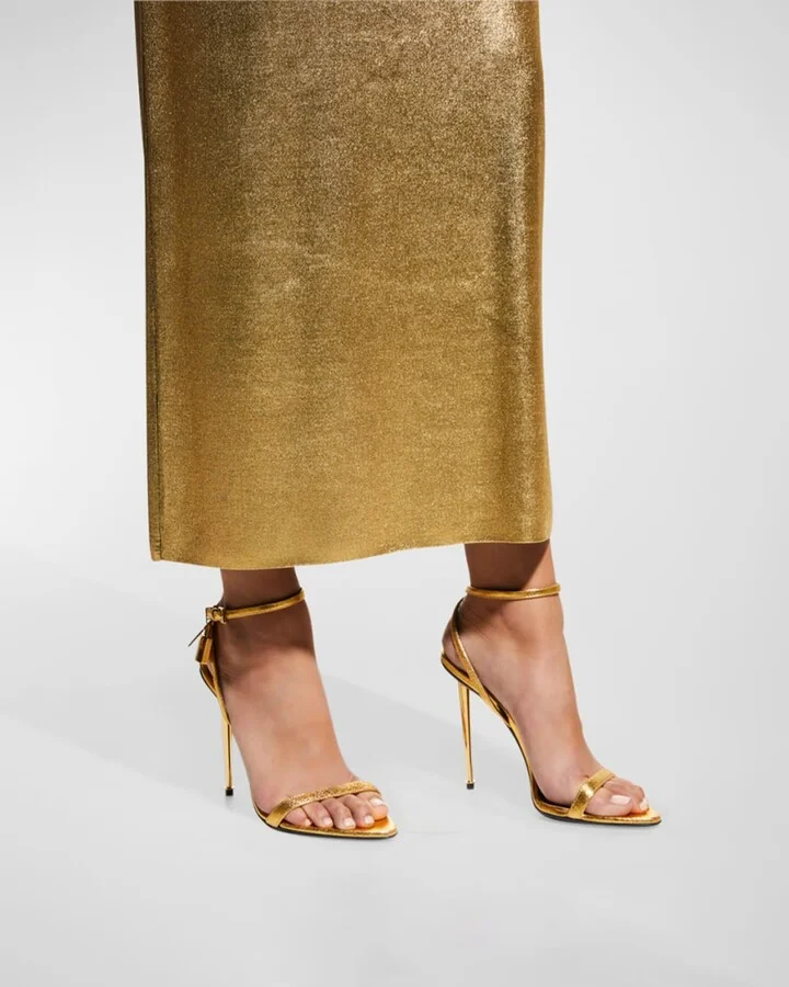 Lock Metallic Stiletto Sandals - Image 8