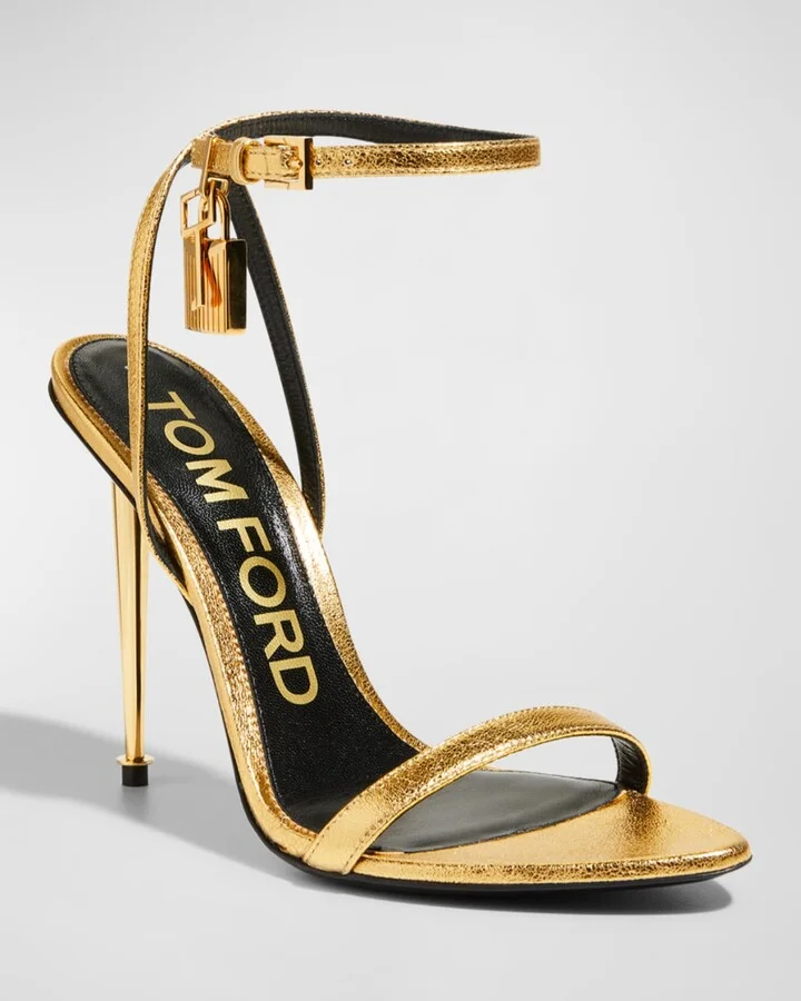 Lock Metallic Stiletto Sandals - Image 10