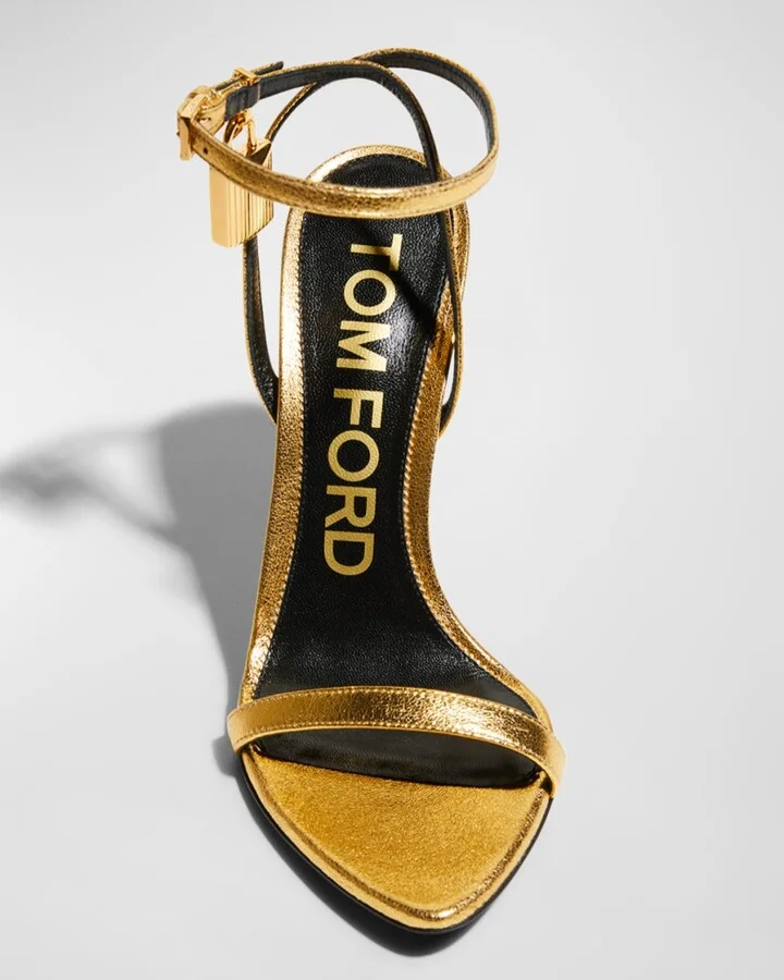 Lock Metallic Stiletto Sandals - Image 11