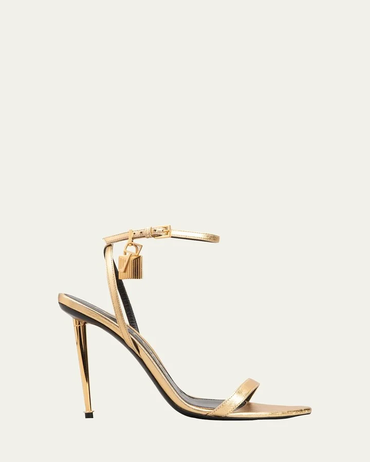 Lock Metallic Stiletto Sandals
