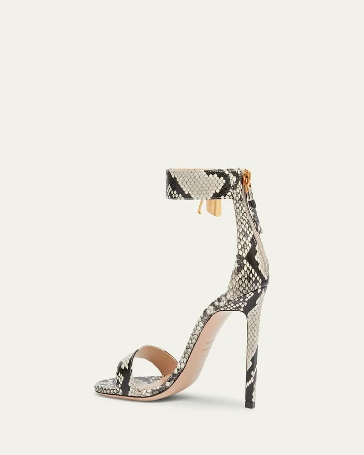 Lock Python Embossed Ankle-Cuff Sandals - Image 10
