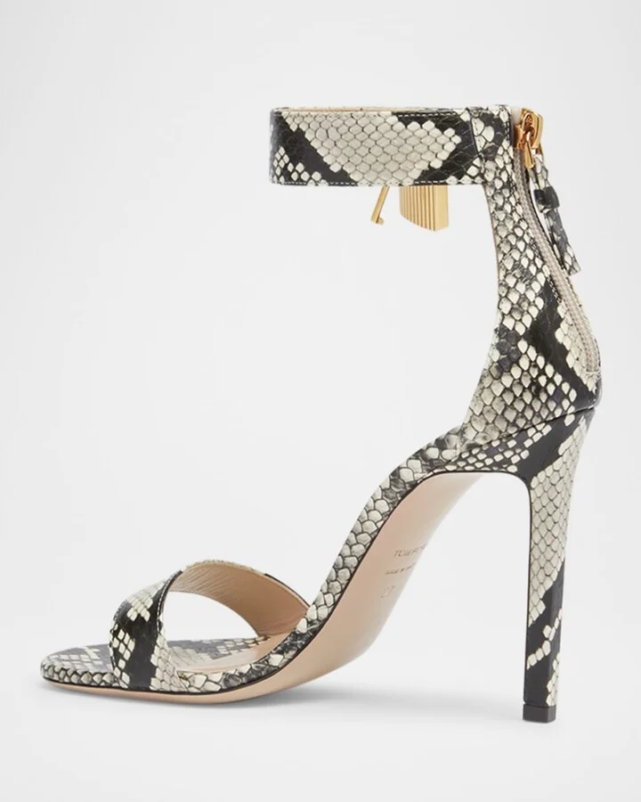Lock Python Embossed Ankle-Cuff Sandals - Image 4