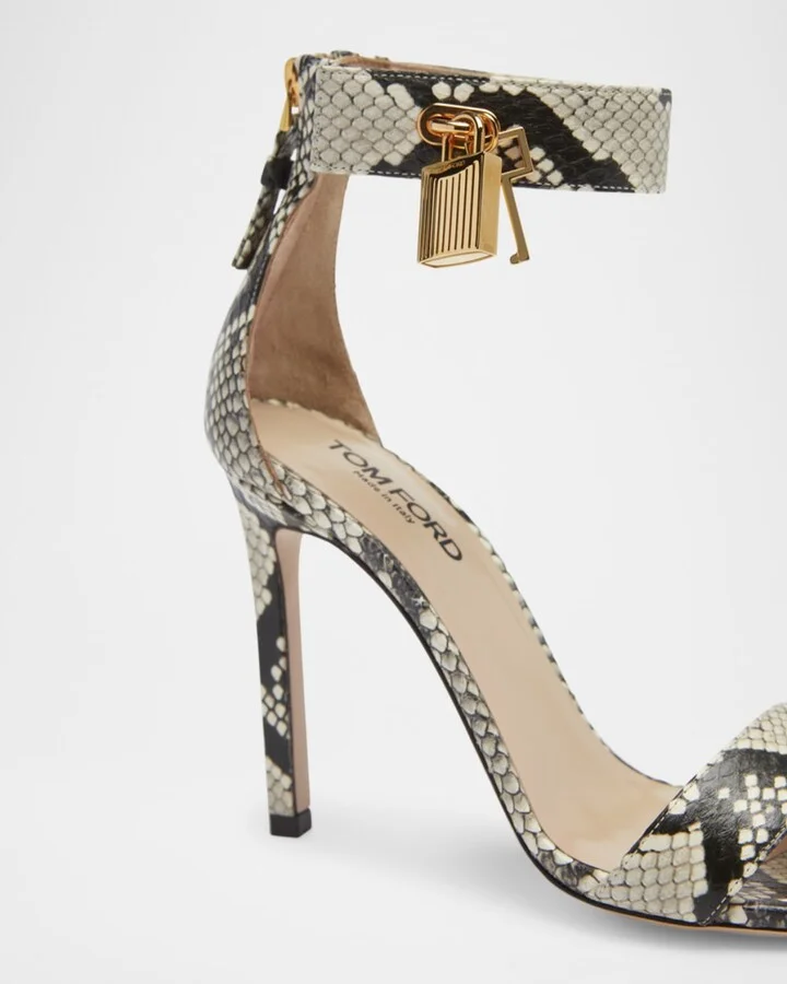 Lock Python Embossed Ankle-Cuff Sandals - Image 10