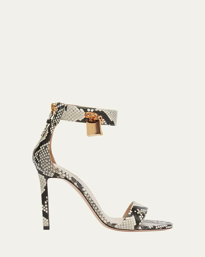 Lock Python Embossed Ankle-Cuff Sandals