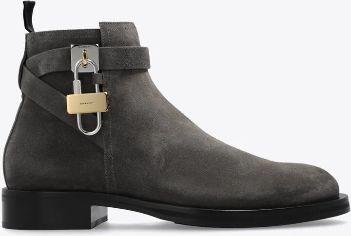 Lock Suede Ankle Boots