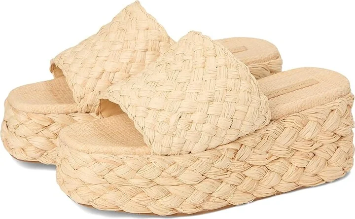Loeffler Randall Aaron Platform Raffia Mule Women's Shoes Natural : 7 B - Medium, Textile