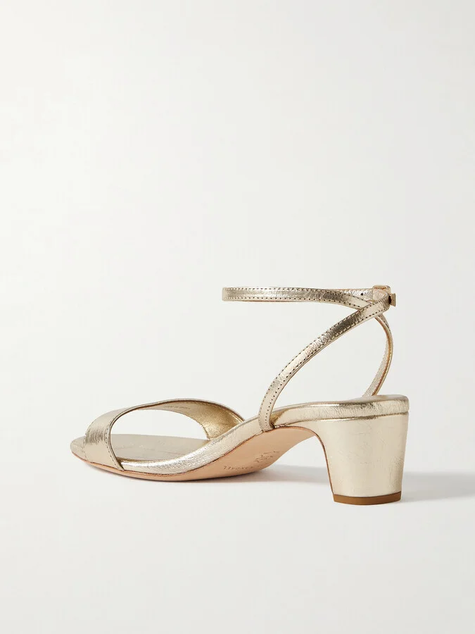 Loeffler Randall - Alice Metallic Cracked-leather Sandals - Gold - Image 3