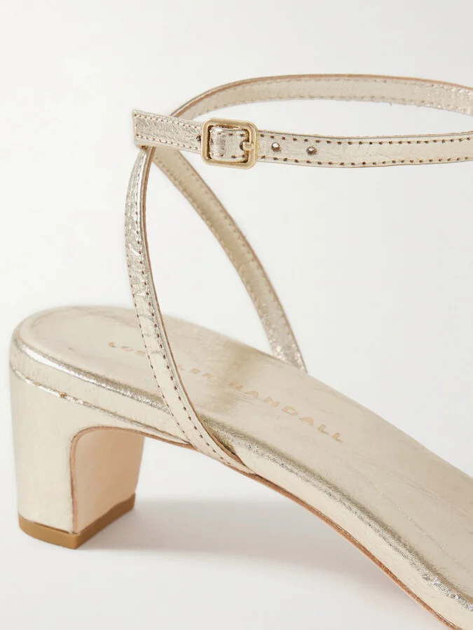 Loeffler Randall - Alice Metallic Cracked-leather Sandals - Gold - Image 4