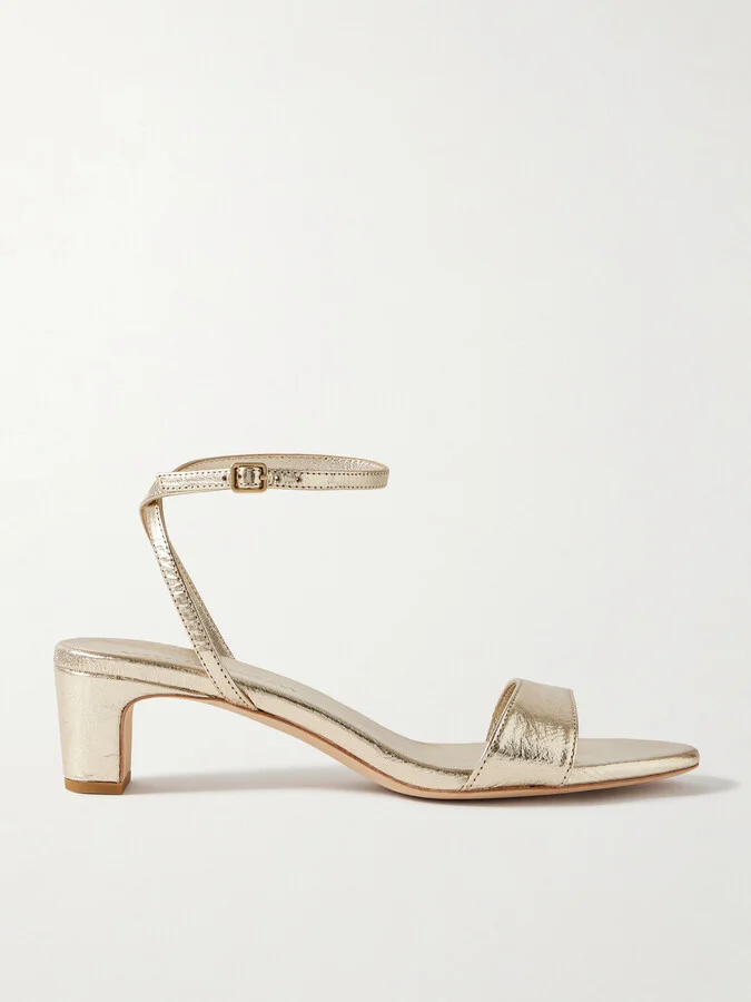 Loeffler Randall - Alice Metallic Cracked-leather Sandals - Gold