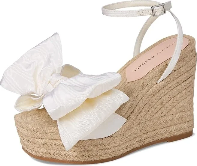 Loeffler Randall Angelina Bow Wedge Women's Shoes Cream/Natural : 11 B - Medium, Textile - Image 5