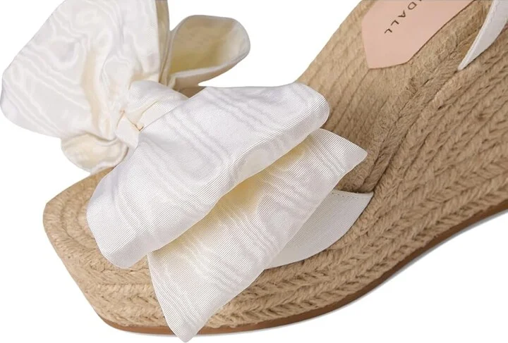 Loeffler Randall Angelina Bow Wedge Women's Shoes Cream/Natural : 11 B - Medium, Textile - Image 7