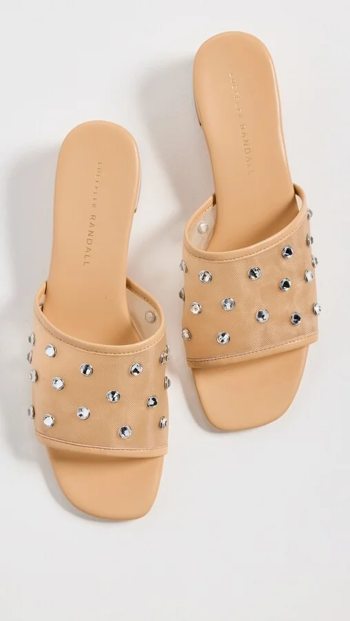 Loeffler Randall Brooke Mesh Mid-Heel Mule Sandals With Crystal Embellishment - Image 3