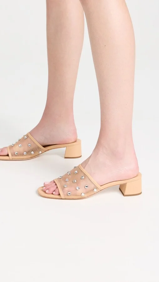 Loeffler Randall Brooke Mesh Mid-Heel Mule Sandals With Crystal Embellishment - Image 5