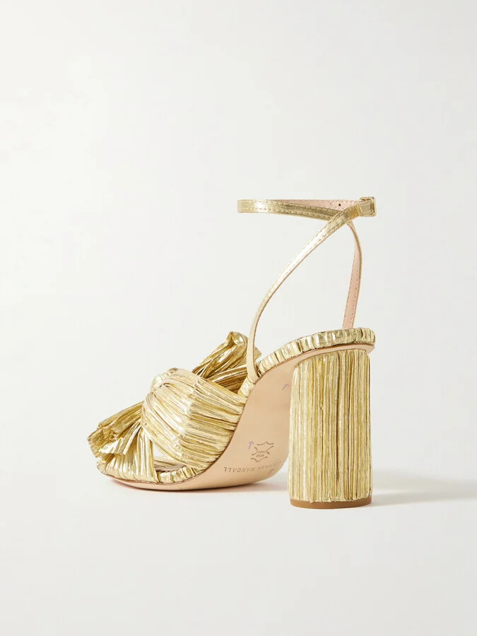 Loeffler Randall - Camellia Bow-embellished Lamé Sandals - Gold - Image 3
