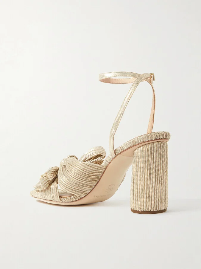 Loeffler Randall - Camellia Bow-embellished Metallic Lamé Sandals - Silver - Image 3