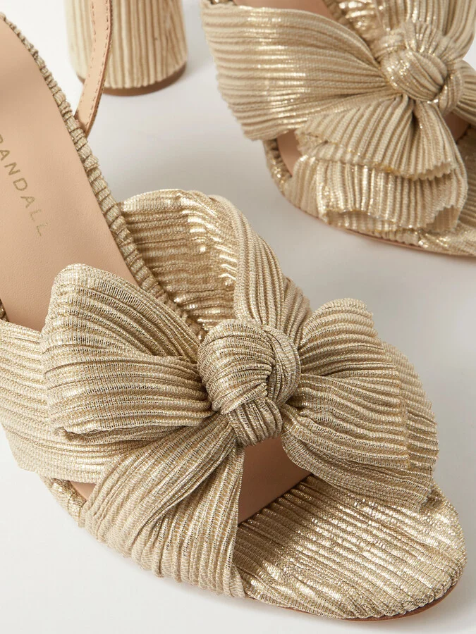 Loeffler Randall - Camellia Bow-embellished Metallic Lamé Sandals - Silver - Image 4