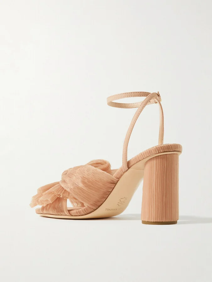 Loeffler Randall - Camellia Bow-embellished Plissé-organza Sandals - Pink - Image 3