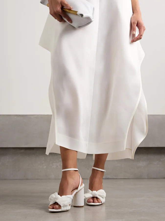 Loeffler Randall - Camellia Bow-embellished Plissé-organza Sandals - White - Image 2