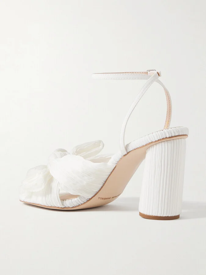 Loeffler Randall - Camellia Bow-embellished Plissé-organza Sandals - White - Image 3