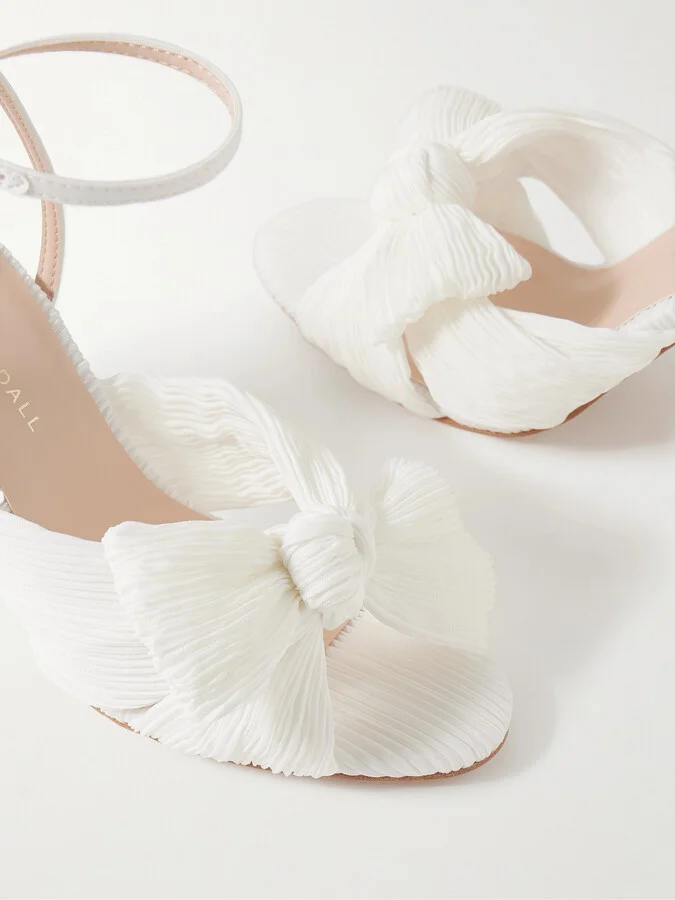 Loeffler Randall - Camellia Bow-embellished Plissé-organza Sandals - White - Image 4