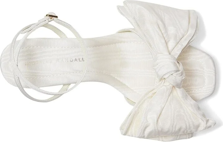 Loeffler Randall Carmen Mid Heel Bow Sandals Women's Wedge Shoes Cream : 10.5 B - Medium, Leather - Image 2
