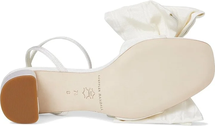 Loeffler Randall Carmen Mid Heel Bow Sandals Women's Wedge Shoes Cream : 10.5 B - Medium, Leather - Image 3