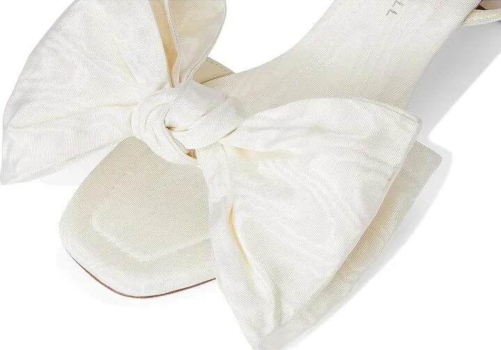 Loeffler Randall Carmen Mid Heel Bow Sandals Women's Wedge Shoes Cream : 10.5 B - Medium, Leather - Image 7