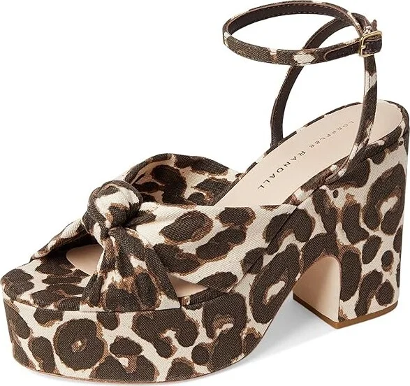 Loeffler Randall Chunky Platform Sandals Women's Wedge Shoes Leopard : 9 B - Medium - Image 5
