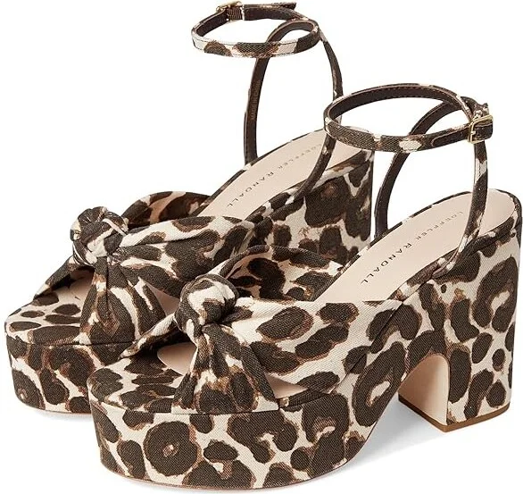 Loeffler Randall Chunky Platform Sandals Women's Wedge Shoes Leopard : 9 B - Medium