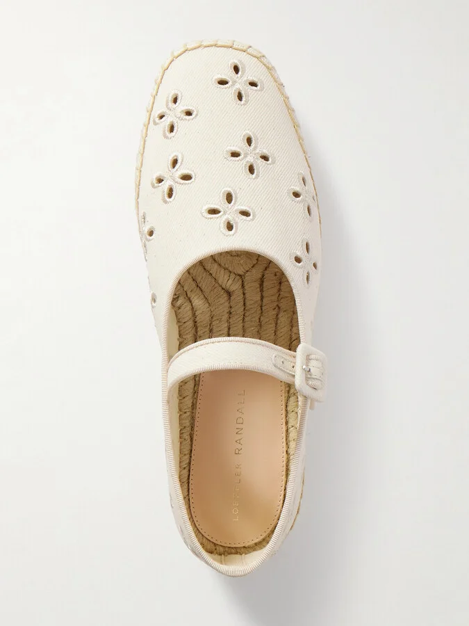 Loeffler Randall - Clover Grosgrain-trimmed And Broderie Anglaise Canvas Espadrilles - Cream - Image 5