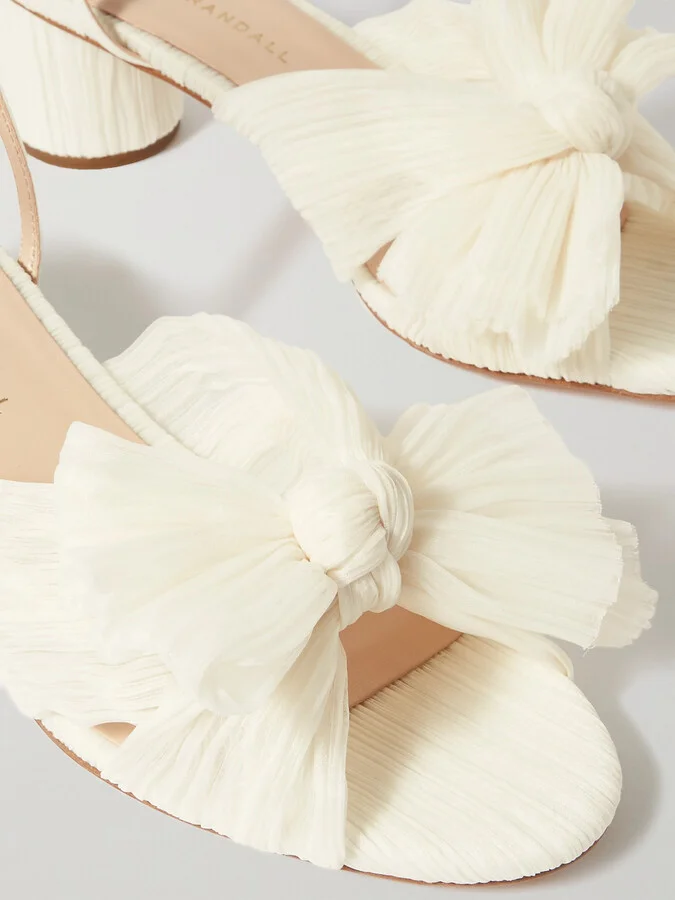 Loeffler Randall - Dahlia Faux Leather-trimmed Plissé-organza Sandals - White - Image 4