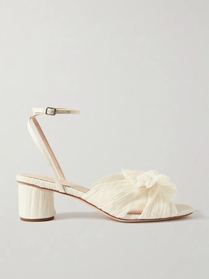 Loeffler Randall - Dahlia Faux Leather-trimmed Plissé-organza Sandals - White