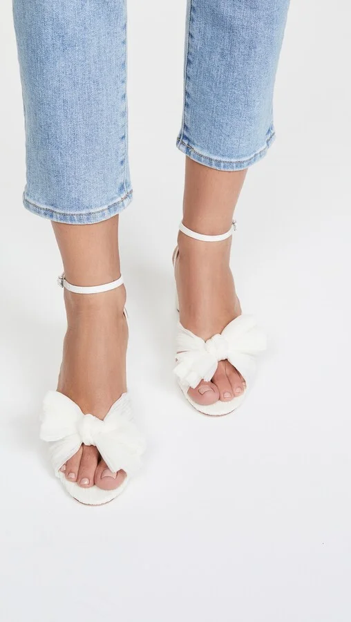 Loeffler Randall Dahlia Pleated Bow Heels with Ankle Strap - Image 3