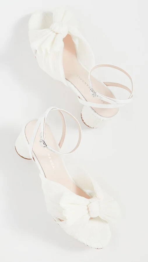 Loeffler Randall Dahlia Pleated Bow Heels with Ankle Strap - Image 5