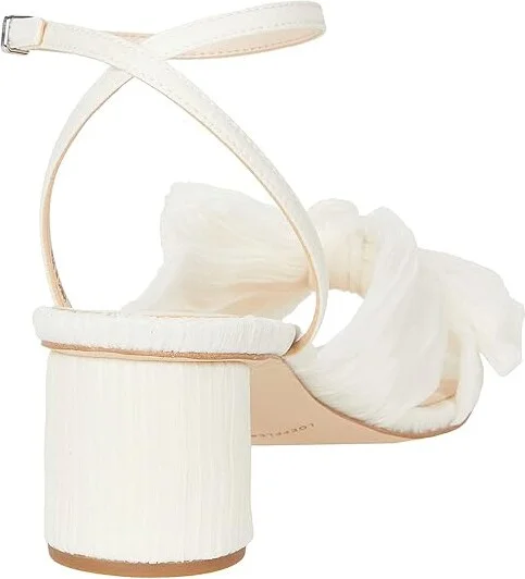 Loeffler Randall Dahlia Pleated Knot Mule with Ankle Strap High Women's Heels Pearl : 5.5 B - Medium, Textile - Image 4
