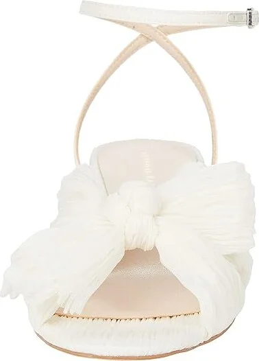 Loeffler Randall Dahlia Pleated Knot Mule with Ankle Strap High Women's Heels Pearl : 5.5 B - Medium, Textile - Image 5