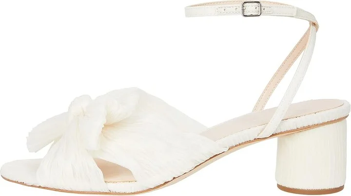 Loeffler Randall Dahlia Pleated Knot Mule with Ankle Strap High Women's Heels Pearl : 5.5 B - Medium, Textile - Image 6
