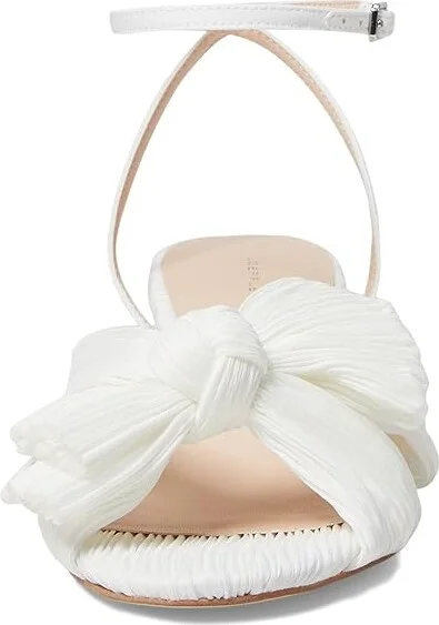 Loeffler Randall Dahlia Pleated Knot Mule with Ankle Strap High Women's Heels White : 6 B - Medium, Textile - Image 2