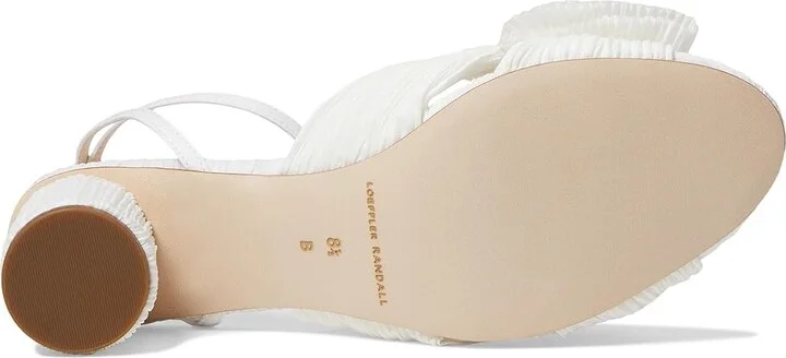 Loeffler Randall Dahlia Pleated Knot Mule with Ankle Strap High Women's Heels White : 6 B - Medium, Textile - Image 3
