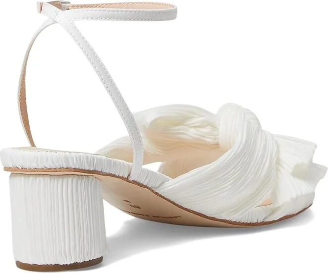 Loeffler Randall Dahlia Pleated Knot Mule with Ankle Strap High Women's Heels White : 6 B - Medium, Textile - Image 4