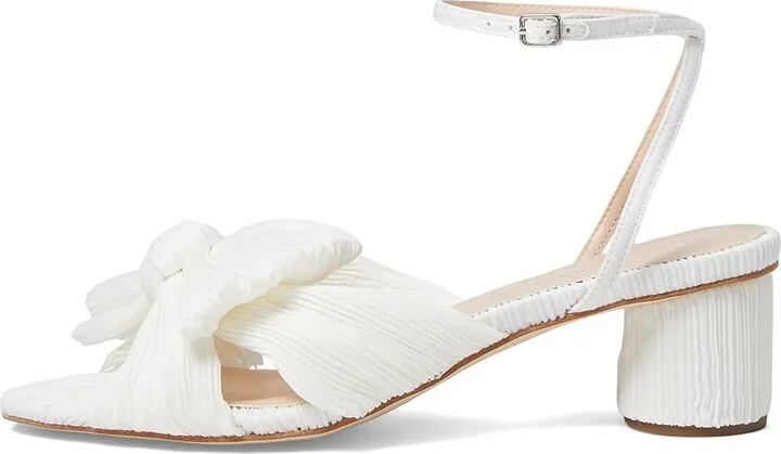 Loeffler Randall Dahlia Pleated Knot Mule with Ankle Strap High Women's Heels White : 6 B - Medium, Textile - Image 5