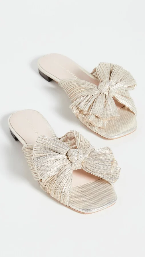 Loeffler Randall Daphne Pleated Bow Slides - Image 9