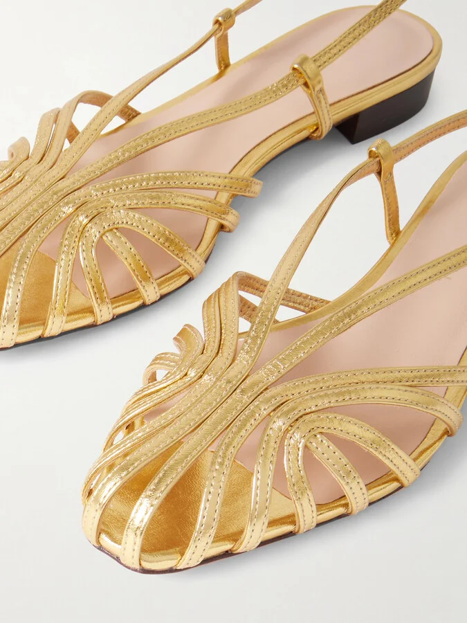 Loeffler Randall - Devon Metallic Leather Sandals - Gold - Image 4