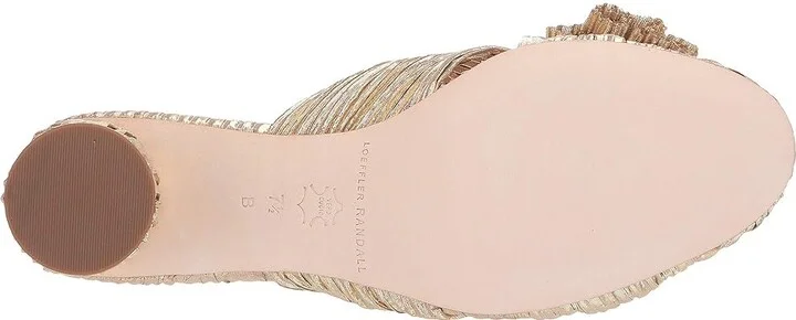 Loeffler Randall Emilia Pleated Knot Mule Women's Shoes Gold Pleated Lame : 5 B - Medium, Textile - Image 4