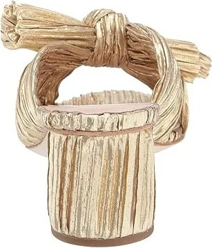 Loeffler Randall Emilia Pleated Knot Mule Women's Shoes Gold Pleated Lame : 5 B - Medium, Textile - Image 5